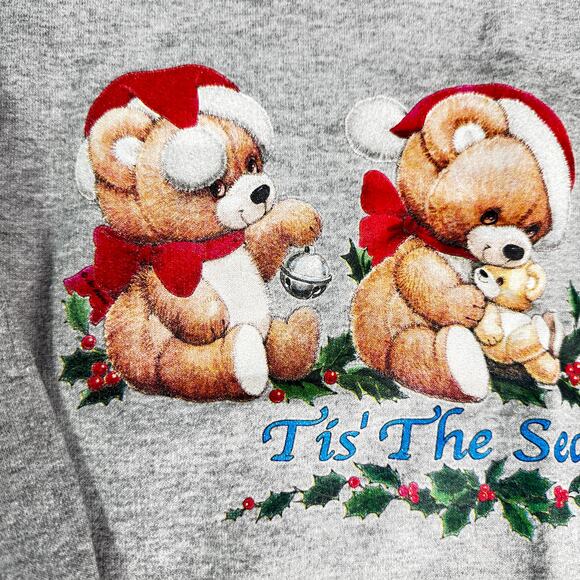 Christmas Sweatshirt Women's Medium Gray Bears Tis The Season Giant Merchandise - Picture 3 of 9